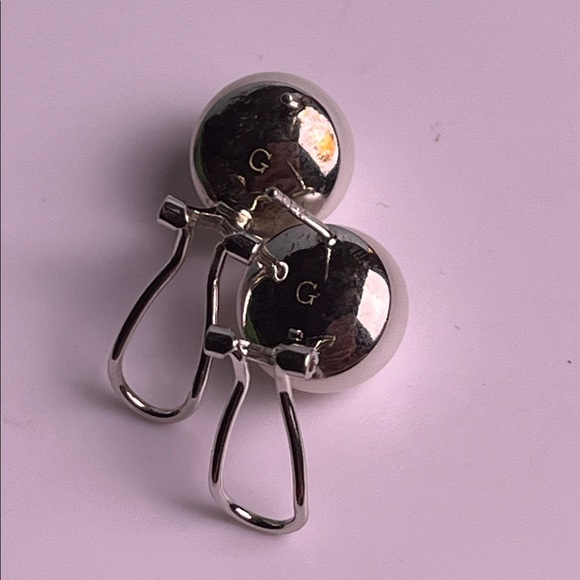 Sterling 925 White Button Fresh Water Pearl 12mm earrings marked G - Picture 7 of 11